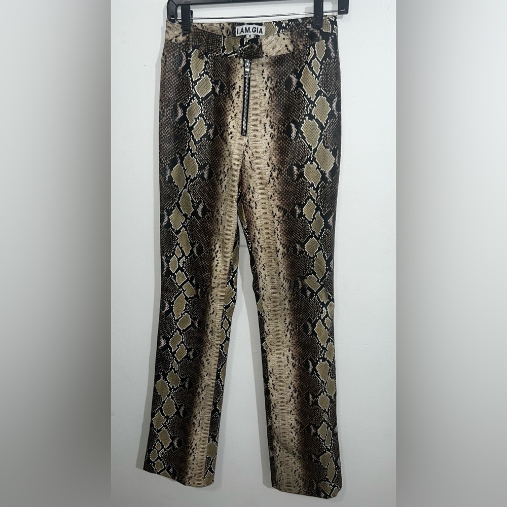 I.AM.GIA Snake Print Pants - Brown and Black